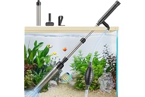 bedee Manual Aquarium Gravel Cleaner, Aquarium Vacuum Gravel Cleaner, 3-in-1 Aquarium Siphon Vacuum Cleaner Set for Water Changing, Sand Cleaning, Dirt with Adjustable Telescopic Rod Removal