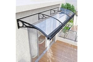 DSEWTEZXI Moderne aluminium marquise de porte exterieur, Extérieur porte d'entree auvent, polycarbonate marquise avec évier de guidage Protection contre la pluie et la neige,silencieux,Protection UV. ( Size : L