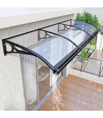 Auvent De Porte Outsunny 100x75 Cm - Arc Aluminium & Polycarbonate, Anti-UV, Pour Balcon/Entrée