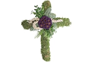 Passion MaDe Grabgesteck Mooskreuz frische Tanne Nr. 2 Lotus Grabschmuck Grabaufleger Trauerschmuck Trauer Trauergesteck Totensonntag Allerheiligen Kreuz Moos (Nr. 2 - Lotus)