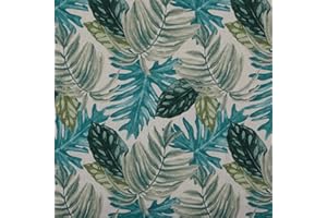 Kt KILOtela - Tessuto Arredo Canvas Stampato, Rivestire, Foderare, Divani, Tavolo, Sedia, Letto, Tende, Cuscini, Borse, Portafogli, 100 cm Lunghezza x 280 cm Altezza, Piante Tropicali, Verde - 1 Metro