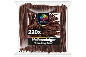 OfficeTree 220 x Pfeifenreiniger Braun - 30 cm - Chenilledraht Braun - Braune Pfeifenreiniger zum Basteln - Pfeiffenputzerdraht flexibel und formstabil - Biegeplüsch