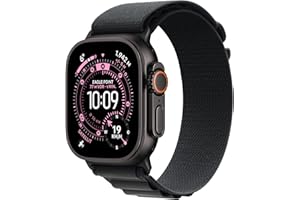 Apple Watch Ultra 3 GPS + Cellular 49 mm Premium Smartwatch für Lauftraining und Kombinationssport mit robustem Titangehäuse in Schwarz und Alpine Loop in Schwarz (Medium)