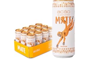 ‎ACÁO acáo Bio Mate Ingwer (12 × 330 ml Dose), inkl. 3 € Pfand – super fruchtig, kalorienarm, klimaneutral – Natural Energy Drink, koffeinhaltiges Erfrischungsgetränk | Mate Tee