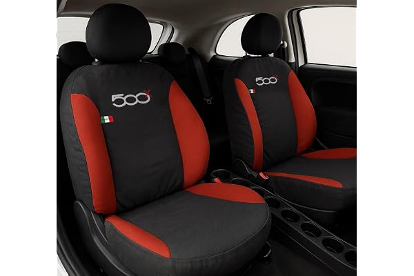 Auto Accessori Lupex - Housses pour siège Auto, compatibles Housses de siège Auto pour 500x, Noir Rouge, Made in Italy, pour sièges Avant et arrière, compatibles avec airbags