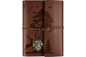 OMEYA Leder Notizbuch Tagebuch, Nachfüllbar Vintage Liniert Reisetagebuch Personalisiert, Ringbuch Tagebuch Für Erwachsene A5 16.5 cm x 23.4cm (Braun)