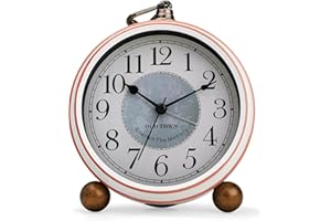 ‎LAFOCUSE Lafocuse Wecker Analog Ohne Ticken, Groß Metall Wecker Beige, Antik Retro Tischuhr Vintage Batteriebetrieben für Nachttisch Schlafzimmer Büro 13.5cm