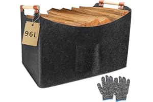 WPPQWP Panier en feutre XXL bois pour cheminée - Grand panier pliable avec poignée