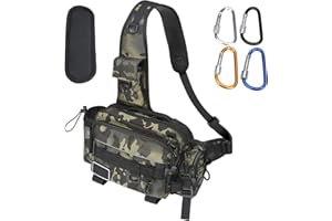 OUMUIK Borsa da pesca Sling Borsa impermeabile resistente Zaino per accessori da pesca con 4-moschettone