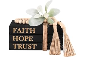 EXOOD Faith Hope Trust Decorative Hardcover Books - Faux Farmhouse Stack for Coffee Table & Living Room Decor - Linen Covered