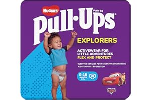 Huggies Pull-Ups, Explorers Nappy Pants for Boys - 9-18 Months, Size 3-4- Flex and Protect Pull Up Nappies with Potty Training Wetness Indicator , Pack of 28