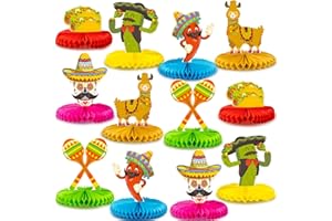 KOCKUU 12pcs Fiesta Mexican Honeycomb Table Centerpiece Paper Fans Mexican Theme Centerpiece Cinco De Mayo Party Decorations