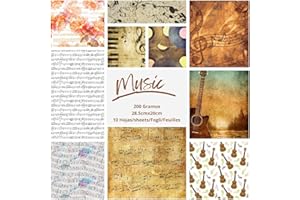 ASENME Papier scrapbooking, 10 pièces, papier 200 grammes Papier (Musique, 10 unités)