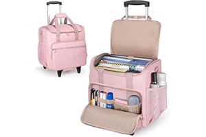 Luxja Rolling Teacher Bag with Laptop Compartment and Detachable Dolly, Multifunctional Rolling Teacher Tote Bag (Bag Only), Pink