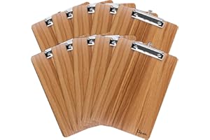 Uquelic Porte-bloc A4 - 10 porte-bloc A4 - Élégance - Grain de bois de luxe - Coins arrondis - Avec clip robuste et trou de suspension