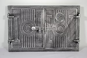 Euro SEZAM - Double Door Cast Iron Oven Door - Solid Thick Oven Door - Pizza Oven Door with 500c Thermometer - DZ059 - Double Door with Door Lock - Doors for Pizza Ovens, Garden Kitchens 42 x 3 x