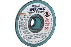 MG Chemicals 426-NS # 4 Treccia dissaldante super stoppino non pulita, 0,1 pollici di larghezza x 5 'di lunghezza, blu