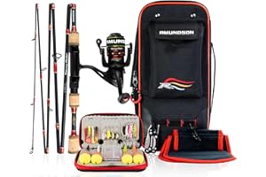 AMUNDSON OUTDOOR PRODUCTS Amundson Savvy Rider fishing rod & reel-IM6 graphite carbon rod-set for camping, hiking & kayaking-fresh & salt water/all seasons-beginners & anglers