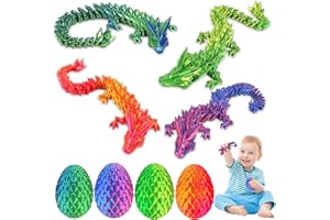 71NMLY 4PCS Dragon Egg with Dragon Inside,3D Dragons Eggs,Articulated Dragons Crystal,3D Printed Fidget Toy,Home Desk Decor Desk Toys,Gifts for Kids,Adults