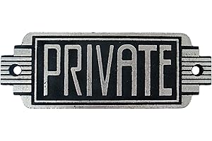 Design Toscano Private Door Sign, Cast Iron, Two Tone Black & Silver, 6.5"