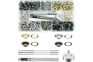 JXPXJMY Juego de ojales de 240 piezas, ojales de 6 mm de 4 colores, dorado/plateado/bronce/negro brillante para tejidos de artesanía de cuero DIY (con herramienta de instalación)