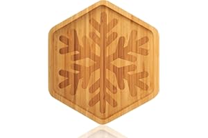 TJ POP Piccolo Vassoio Natalizio in Bambù a Forma di Fiocco di Neve – Piatto da Portata per Dolci di Natale, Charcuterie e Decorazioni Festive