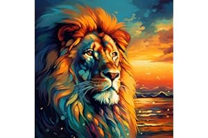 EOBROMD Diamond Painting Kit Completo León, Mar Pintura de Diamante Adultos Niños, Punto de Cruz Diamante, Cuadro Diamante Art Rhinestones Bordado para Decoración Hogar 30x30cm