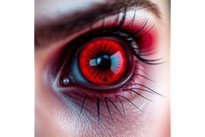 Czerwone soczewki kontaktowe i certyfikowane soczewki kontaktowe – Upiorne soczewki jednodniowe na Halloween i karnawał – Bez recepty – Wampir i Drakula (czerwone)