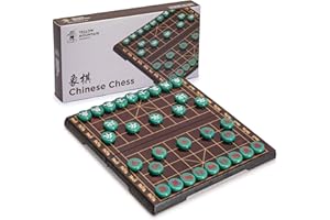 Yellow Mountain Imports Jeu d'échecs Chinois (Xiangqi) sur Plateau Magnétique de Voyage (32,5 centimètres) avec Pièces de Couleur Jade