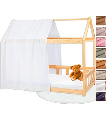 Tenda Da Letto Stelle Grigia E Bianca | Per Bambini | Con Tasca Interna