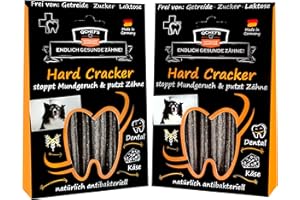 QCHEFS 2er Pack Hard Cracker: Zahnpflege als semiharter Kauknochen für kleine Hunde und Welpen zum Knabbern im Hundekörbchen mit Vitaminen
