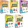 SPARTAN KIDS® Flash Cards for Kids (Set of 5) Numbers, Alphabets, Fruits, Vegetables and Color & Shape Flash Cards For Kids, Early Learning Flash Cards Easy & Fun way of Learning 3 Months to 6 Years Babies (Combo Set)