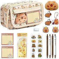Set di cancelleria Capybara Astuccio carino con adesivi, clip