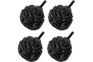 MAKOTO NOBU 4 Stück schwarzer Badeschwamm, Peeling-Luffa-Schwämme für Männer und Frauen, Leicht Schäumend Extra groß Weiche Masche Peeling für seidig (Schwarz)