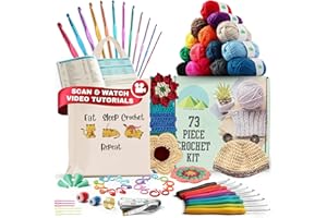 THE LITTLE CHILTERN CO Little Chiltern 73 Piece Crochet kit for Beginners Adults & Professional | Learn & Craft with 21 Ergonomic Hooks & 15 Crochet Yarn for Crocheting | Perfect & Sturdy Organizer for Travel