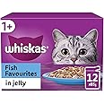 WHISKAS 1+ Cat Pouches Fish Favourites in Jelly 12 x 85 g, Pack of 4