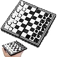 Zest 4 Toyz Small Magnetic Chessboard Game Set for Kids Travel Portable Case Chess Set with Folding Board 2 Players Travel Toys for Kids and Adults (Black and White)