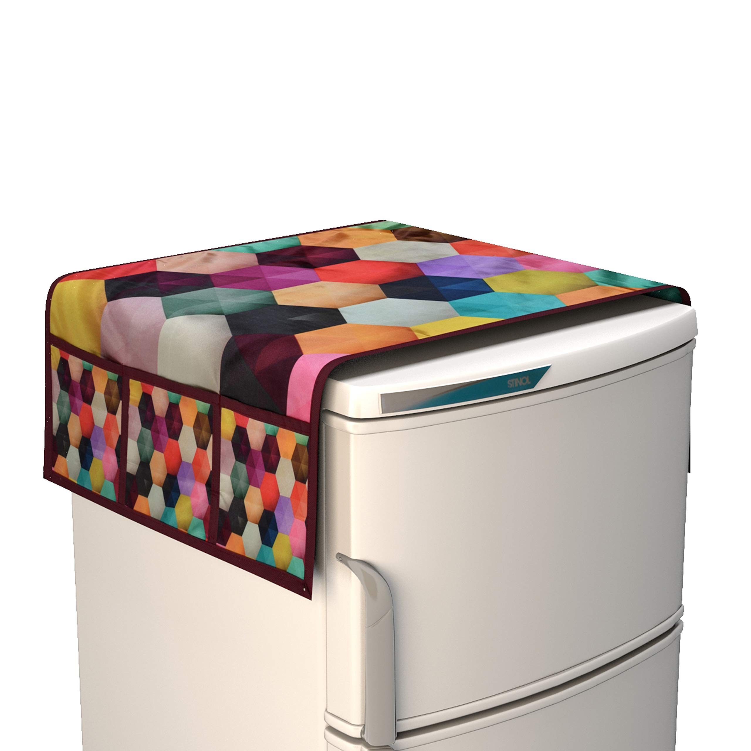Enhance Your Kitchen DÃ©cor with the Geometric Hexagon Pattern Decorative Refrigerator Top Cover