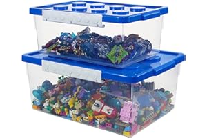 Bins & Things Toy Organizers and Storage,Toy Chest,Set of 2 Large and Small Brick Shaped Kids Storage Organizer for Building Brick Storage, Barbie Dolls, Beyblades,Toy Box for Girls and Boys
