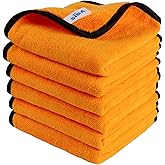 MR.SIGA Professional Microfiber Towels for Cars, Pack of 6 | Scratch Free, Double Sided Car Wash and Care Towels, Gold, 40 x