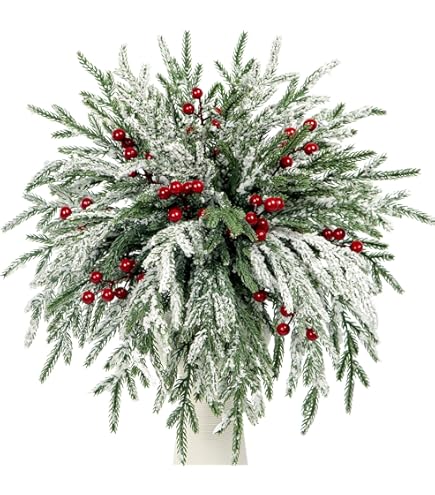 Lot De 10 Tiges De Pin Artificiel Pré-éclairées - 39 Cm, Guirlande 2 M - Décoration Noël DIY Pour Couronnes Et Vases - 8