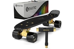 Skatro Mini Cruiser Skateboard. 22x6inch Retro Style Plastic Board Comes Complete