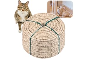 MUMDOYAL 40M Natural Sisalseil für Kratzbaum - Robustes Katzenkratzbaum Ersatzseil - Ideal für Haushalt, Garten, DIY & Deko - Langlebiges Kratzseil für glückliche Katzen - 6MM Durchmesser (40M Länge)