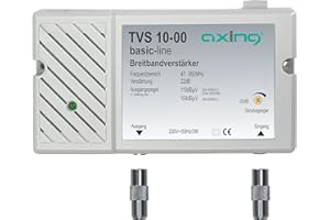 Axing Amplificateur haut débit TVS 10-00 pour télévision par câble ou antennes DVB-T2 HD FM DAB+