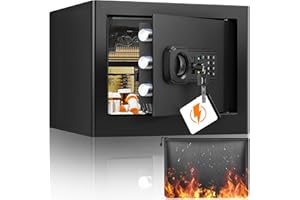 MEJASG 25L Safe Tresor Feuerfest mit Wasserdichter Geldtasche, Digitaler Heimtresor mit Herausnehmbares Regal und Alarmanlage, Wandtresor Möbeltresor für Bargeld Medikamente Schmuck A4 Dokumente