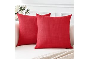 Artscope 2 Pezzi Natale Federe per Cuscini in Finto Lino Minimalista Copricuscini Decorativo per Domestica Soggiorno Camera da Letto Divano 35x35cm, Rosso