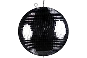 7EVEN Spiegelkugel mit Sicherheitsöse 30cm schwarz // Discokugel - Mirrorball 30cm schwarz