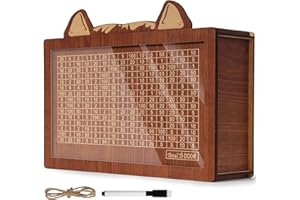 COKACA Spardose aus Holz, Robustes und Unzerbrechliches Goalsaver Box, Wiederverwendbare Sparbox mit Sparziel und Zahlen zum Ankreuzen(5.000 Euro)