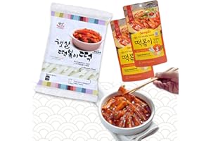 ASIAN BOX Rice Cake Stick Reiskuchen mit verschiedenen Tteokbokki Topokki Soßen aus Südkorea, einfach und schnell zuzubereiten (1x Rice Cake 600g, 2x Topokki Sauce Sweet 150g)