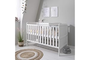 Tutti Bambini Rio 2-in-1 Baby Cot Bed with Cot Top Changer (0-6 years) 140x70 cm - Baby Crib & Toddler Bed, Baby Bed, Adjustable Base, Baby Cot, Newborn Essentials (White)